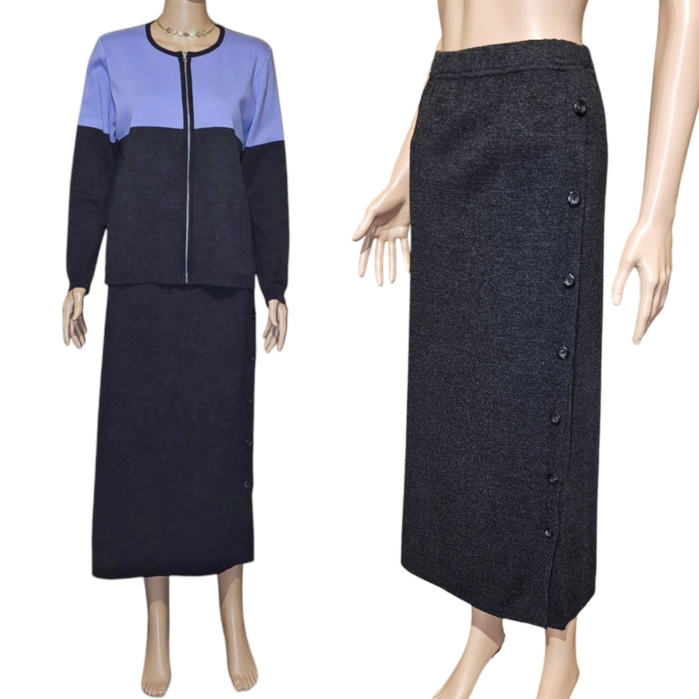 Karen Lessly Vintage Knit Jacket & Skirt Set - Medium/Large